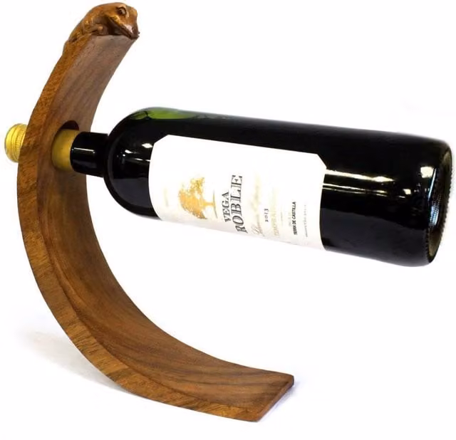 KDMD Gecko Handcrafted Natural Suar Wood Wine Holder in Brown – 1