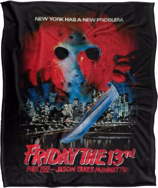 LOGOVISION Friday The 13th Part VIII Jason Takes Manhattan Vintage Poster Super Soft Fleece Throw Blanket, W/D/H: 91 x 147 cm, Multicolour – 6