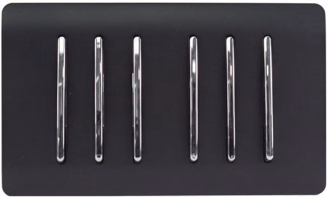Trendi 6 Gang 2 Way Screwless Raised Front Modern Plastic Electrical Wall Light Switch in Matt Black – 1
