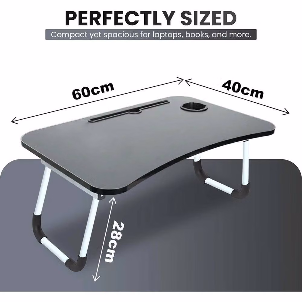 FORGEVIO Grey Folding Laptop Table and Bed Tray with Rectangular MDF Top – 3
