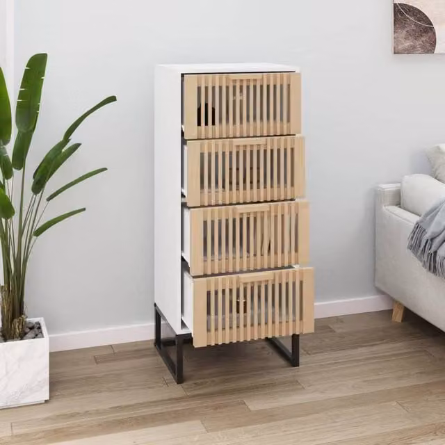 Berkfield Home White Modern Wall Mounted Highboard with Internal Drawers and Hinged Doors W/D/H: 40 x 30 x 95 cm – 1