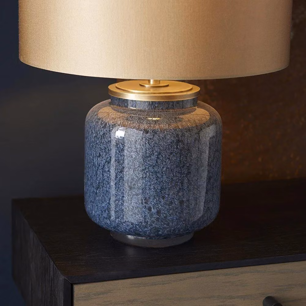 Netlighting COURMAYEUR Contemporary Fabric and Glass Desk Table Lamp in Gold/Brass – 2