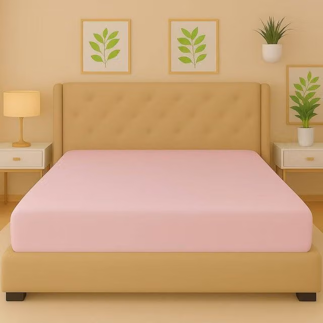 Homes-Linen Pink Flannelette Fitted Sheet, 100% Brushed Cotton, W/D/H: 120 x 200 x 25 cm