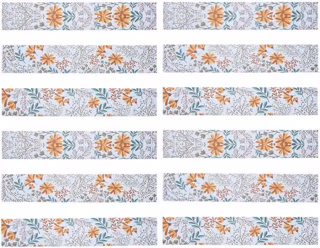 Livingandhome Set of 12 Self Adhesive Floral Stair Riser Stickers, Multicolour