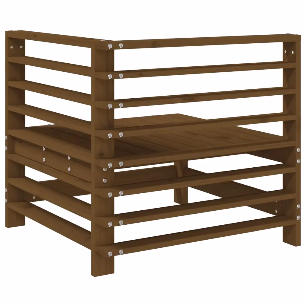 Berkfield Home 2-Piece Rustic Solid Wood Pine Garden Corner Sofa Set in Honey Brown – 5