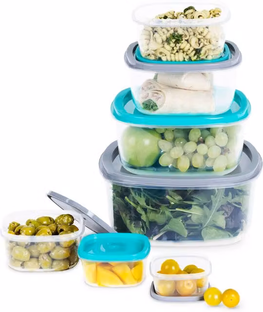 LIVIVO 7pc Airtight Stacking Food Storage Container Set in Blue and Multicolour – 1