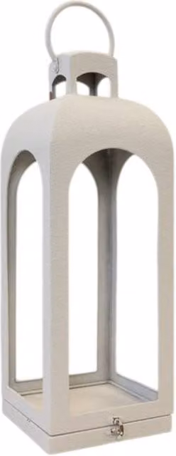 Four Candle Large White Metal Open Face Pillar Candle Lantern, Height: 60 cm