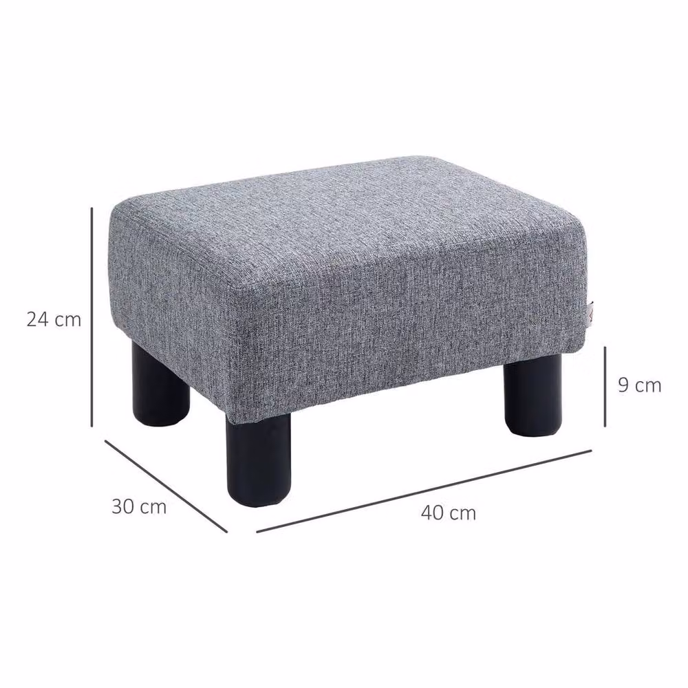 FORGEVIO Linen Fabric Cube Footstool Ottoman in Grey – 2
