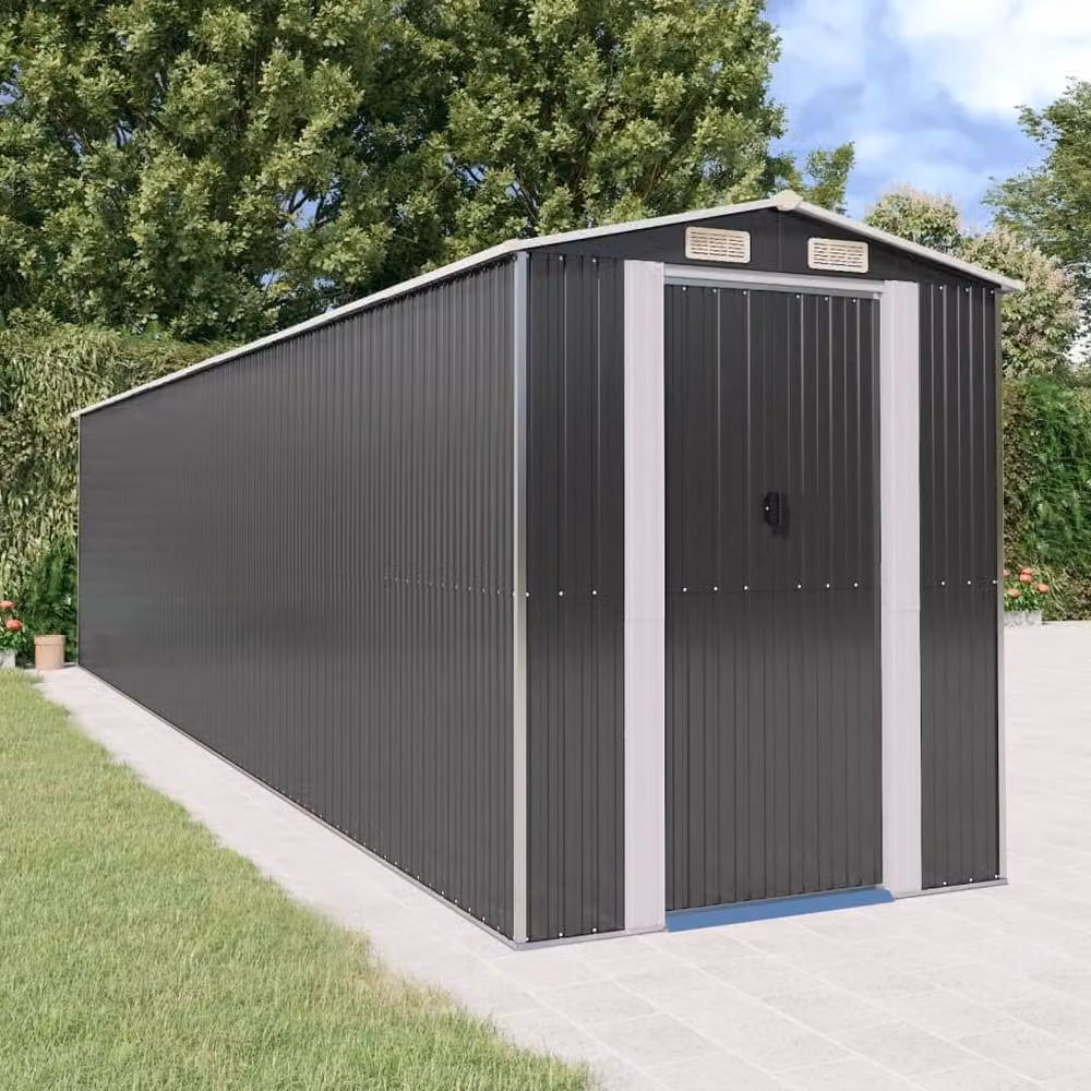Berkfield Home Anthracite Garden Shed in Galvanised Steel, W/D/H: 192 x 855 x 223 cm – 2