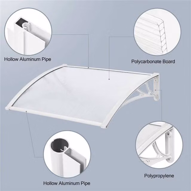 EONLION White Door Canopy Awning Rain Shelter W: 100 cm, H: 76 cm, D: 76 cm – 1