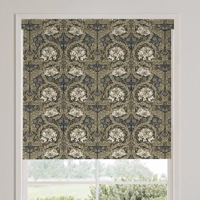William Morris African Marigold Translucent Made To Measure Roller Blind in Cornflower Blue and Multicolour Floral Pattern