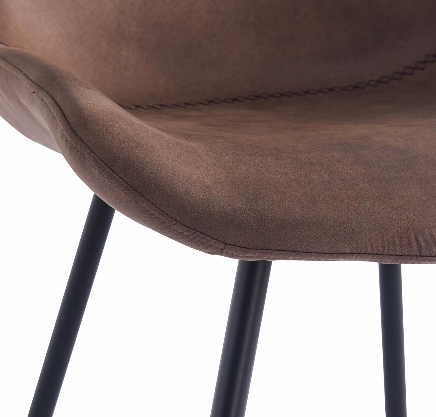 Nordlys Set of 2 Scandinavian Dining Chairs with Black Metal Legs in Brown – 3