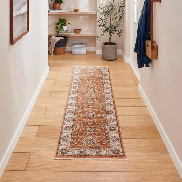 Terrys Vintage Machine Woven Rectangular Runner in Orange and Brown, W: 60 cm, L: 230 cm