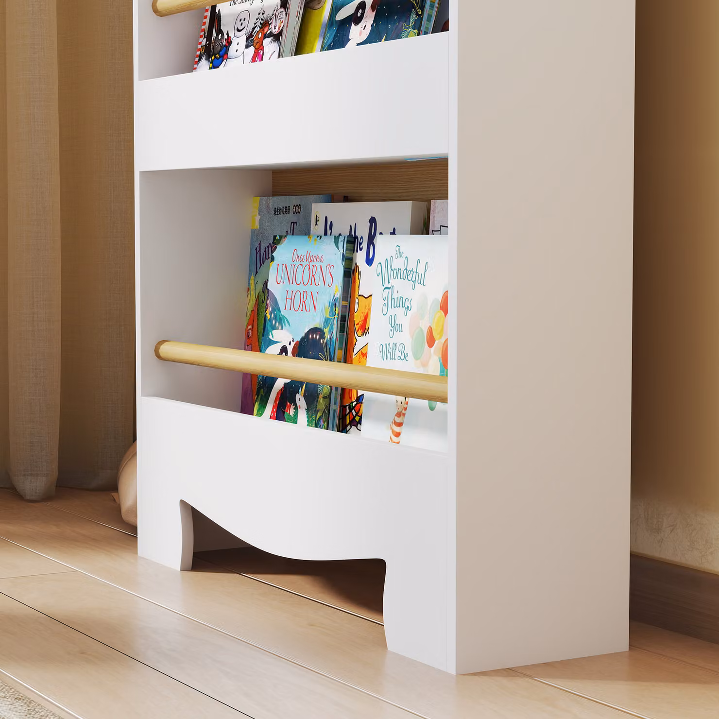 AIYAPLAY 3 Tier Childrens Bookshelf in White – 3