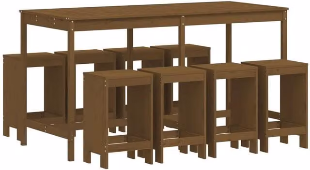 Berkfield Home 9 Piece Garden Bar Set in Honey Brown Solid Pine Wood