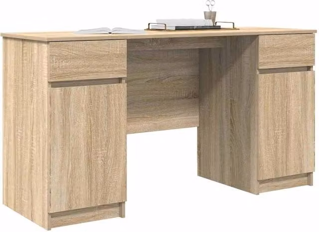Berkfield Home Elegant Writing Desk in Sonoma Oak, Brown, W/D/H: 140 x 49 x 76 cm – 1