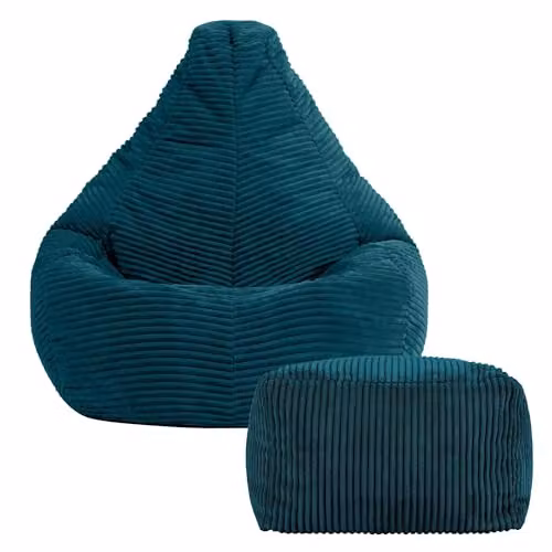 icon Dalton Kids Cord Bean Bag and Footstool with Filling Included, Petrol Blue – 3
