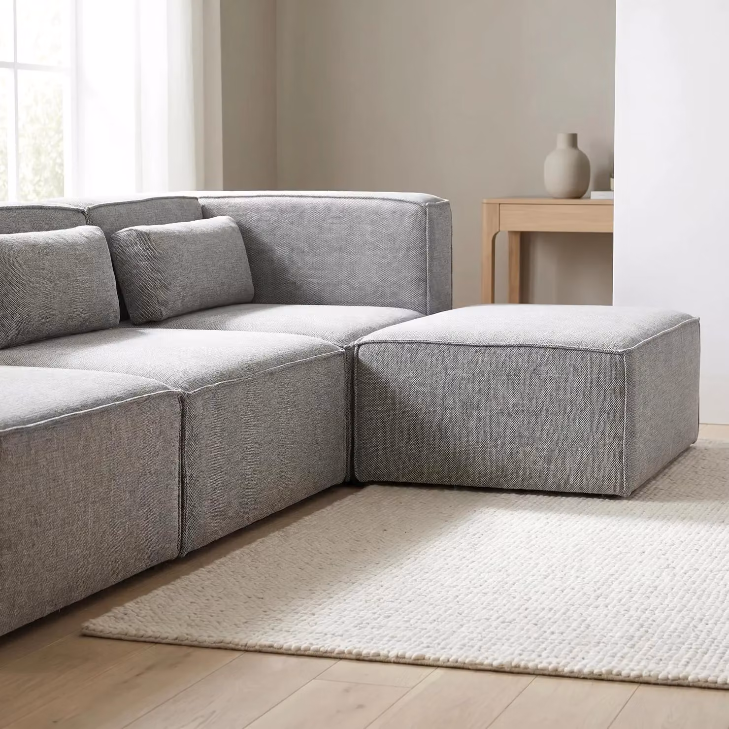 Abakus Direct Doris Reversible L-Shape Corner Sofa in Grey with Fabric Upholstery and Solid Wood Frame – 3