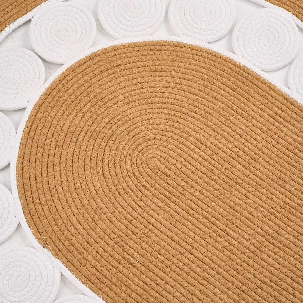 EONLION Brown Jute Look Braided Woven Door Mat, W: 80 cm, D: 120 cm – 3
