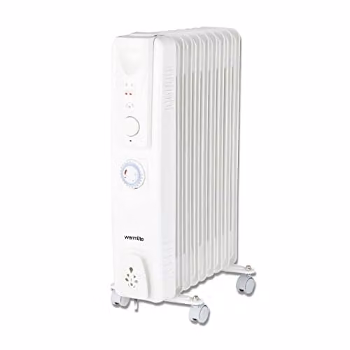 Warmlite 2000W White Freestanding Oil Filled Radiator with Timer and Overheat Protection – 1