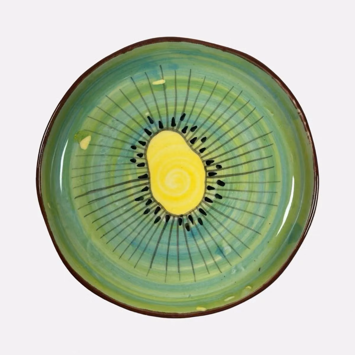 Studio Noticed Kiwi Floral Ceramic Dessert Plate, Green, Diameter: 17.5 cm