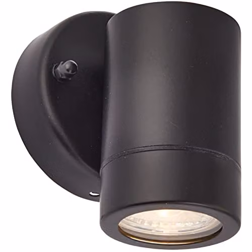 Loops Dimmable Outdoor Wall Downlight in Black Stainless Steel with Transparent Glass, IP44 Rated, GU10 LED Compatible