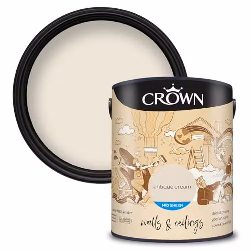 Crown Walls & Ceilings Kitchen & Bathroom Paint, Mid Cream, 5L