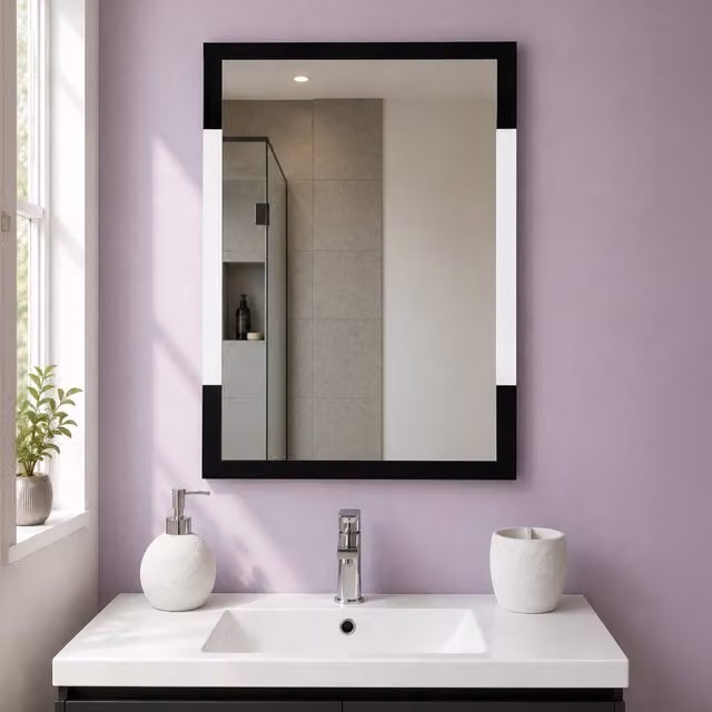 Showerdrape Hampstead Rectangular Wall Mounted Bathroom Mirror with Black Frame and Silver Finish, W: 70 cm, H: 50 cm