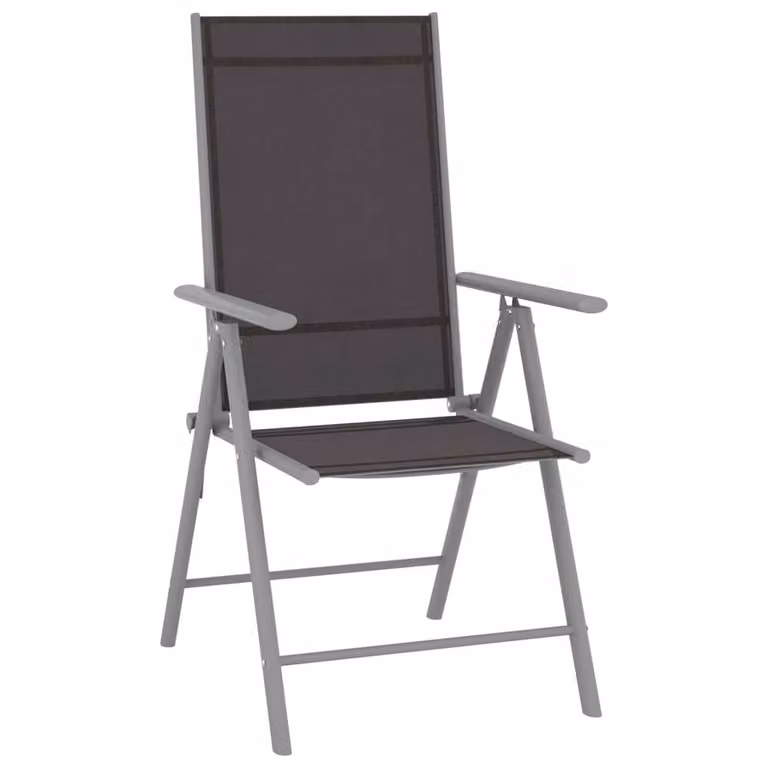 Berkfield Home 5 Piece Modern Garden Dining Set in Silver and Grey Powder Coated Aluminium and Textilene with Glass Tabletop