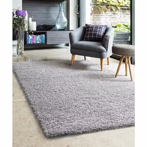 Modern Style Rugs Venus Shaggy Silver Stain-Resistant Indoor Rug, W: 80 cm, L: 150 cm