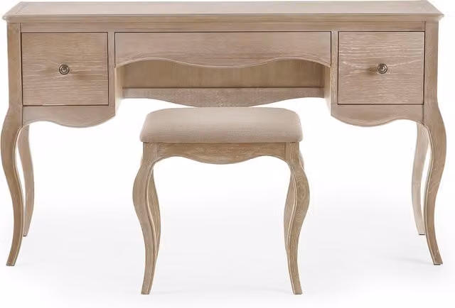Julian Bowen Camille Dressing Table and Stool in Limed Oak