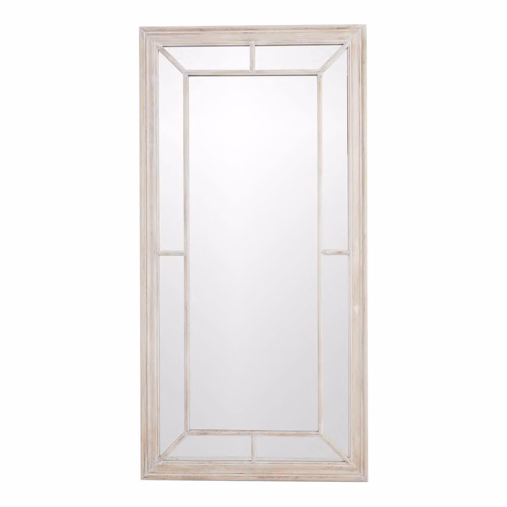 Wyld Haus Large Rustic Whitewashed Windowpane Wall Mirror in White – 2
