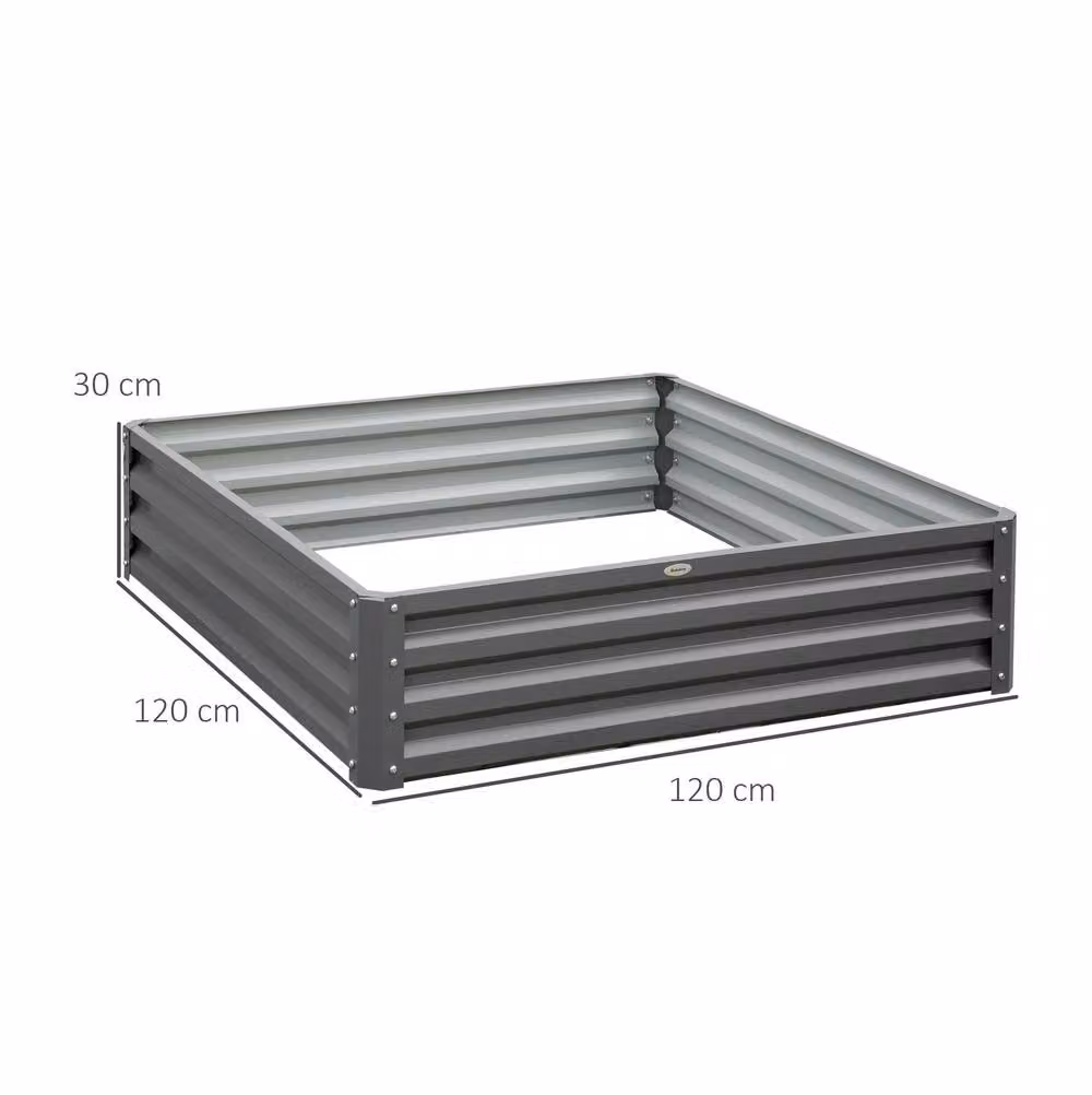 STILVORA Raised Garden Bed in Light Grey Galvanised Steel, W/D/H: 120 x 120 x 30 cm – 3