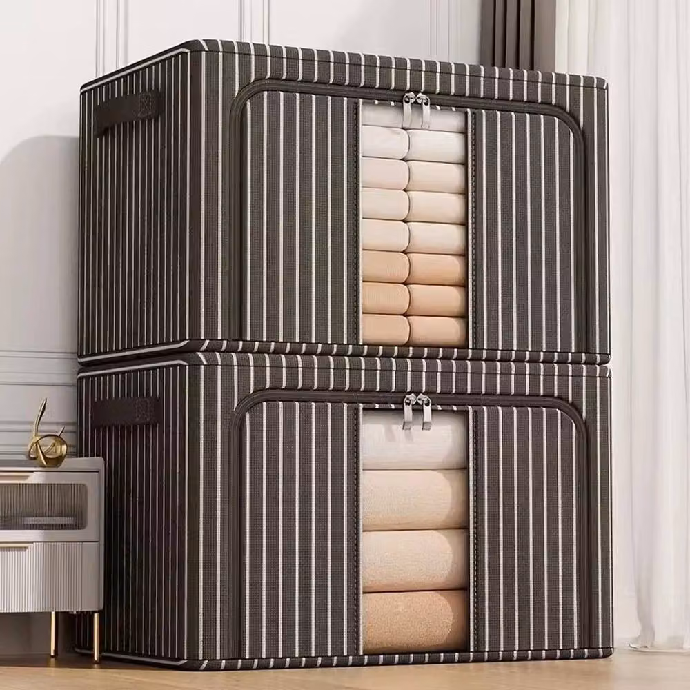 NESTLUNE 2-Piece Foldable Fabric Clothes Storage Boxes, 100L, Black – 3
