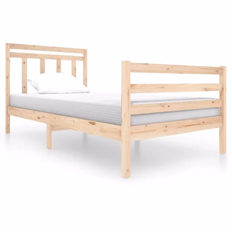 Berkfield Home Rustic Solid Pine Wood Bed Frame, Brown, W: 100 cm, D: 200 cm