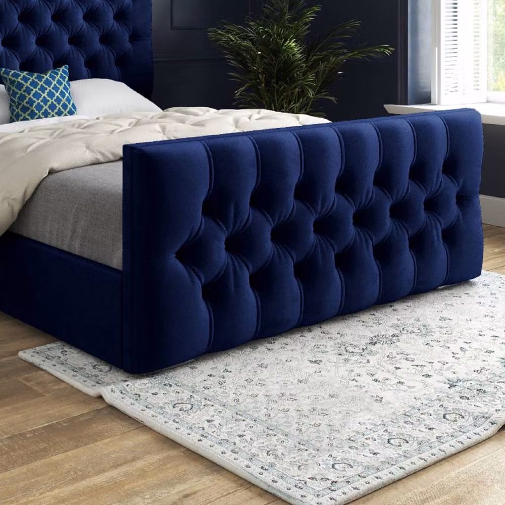 Casani Portmeirion Chesterfield Upholstered Velvet Bed Frame, Blue, W/D/H: 140 x 200 cm – 5
