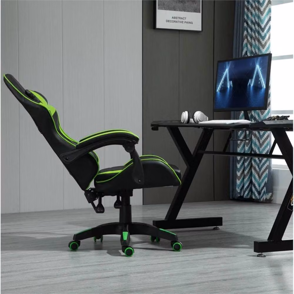 Nordara Green Faux Leather Swivel Gaming Chair with Headrest and Armrests for Home Office and Sports Desk – 2