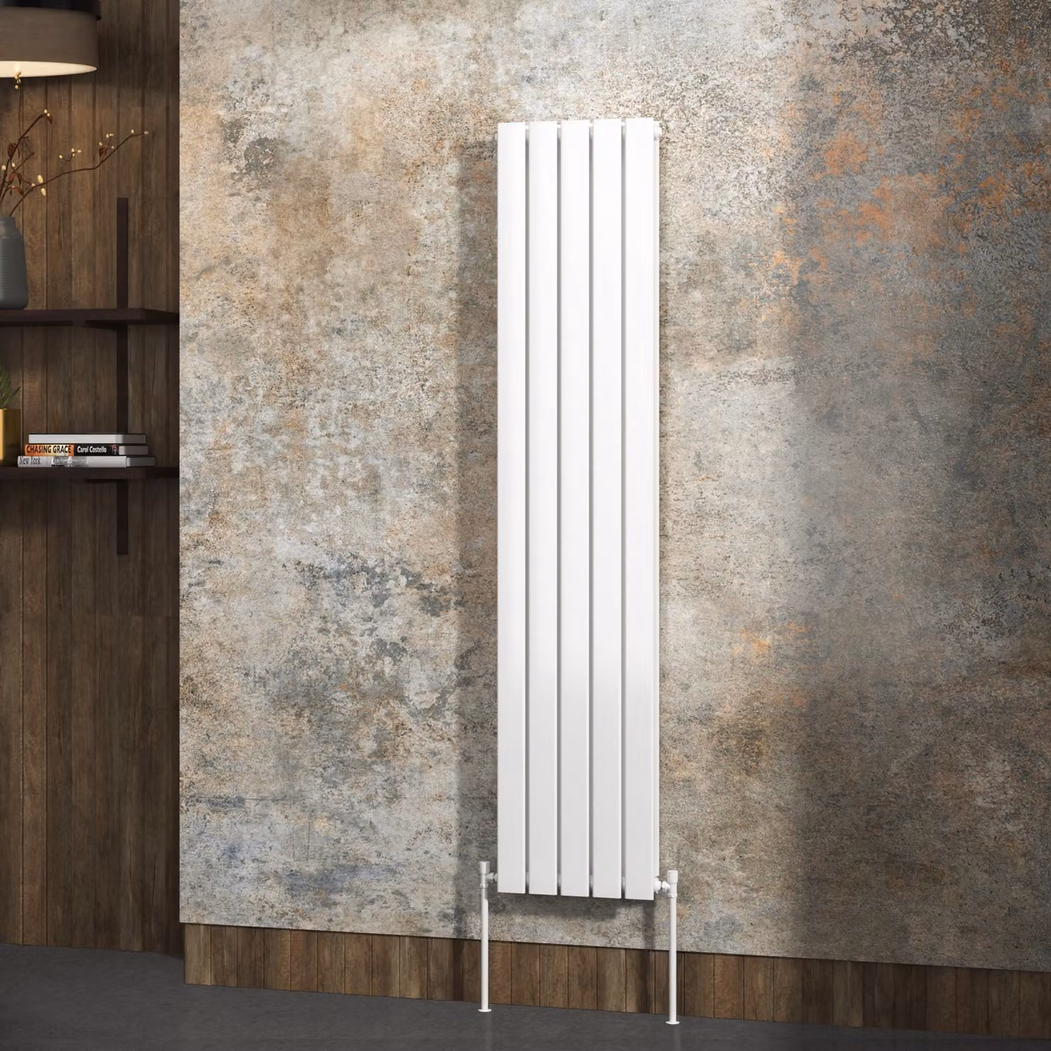 Aurexa White Vertical Designer Steel Radiator, H: 160 cm, W: 34 cm