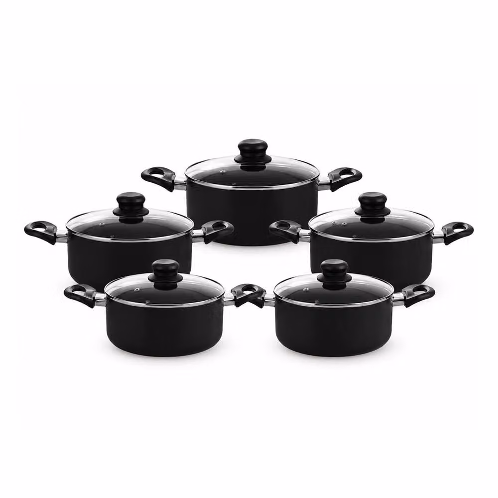 DELCASA 5 Piece Non-Stick Ceramic Casserole Set with Lids, Induction Ready, Black – 2