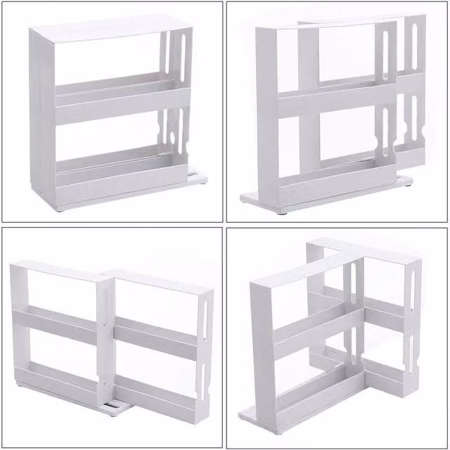 VOGREX 2-Tier Rotating Spice Rack and Seasoning Storage Organiser in White