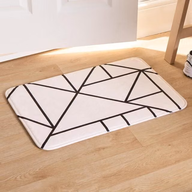 OHS Modern Graphic Rectangular Non-Slip Doormat in Yellow and White