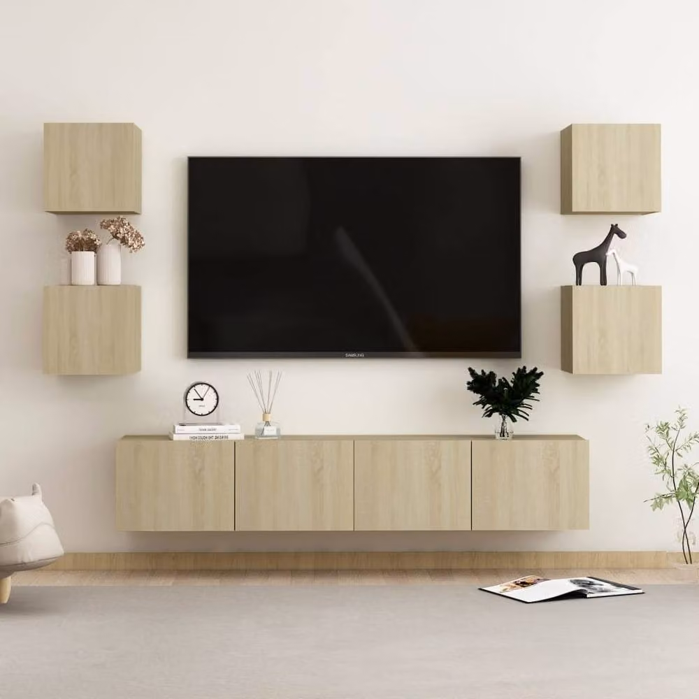 Berkfield Home 6 Piece TV Cabinet Set in Sonoma Oak Light Oak Engineered Wood – 2