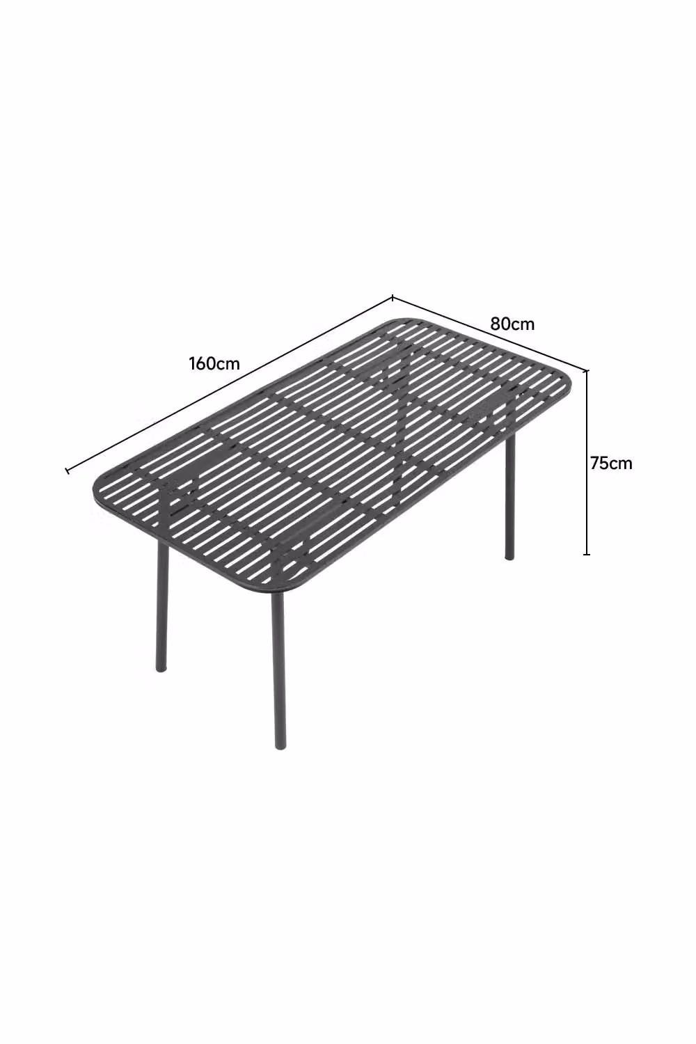 Livingandhome Modern Rectangular Metal Outdoor Garden Dining Table in Matt Black – 2