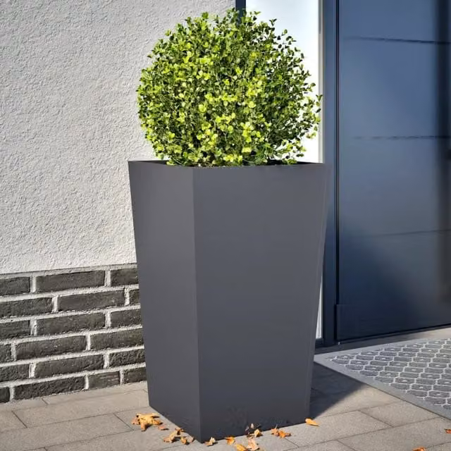 Berkfield Home Garden Steel Planter Tubs in Anthracite and Black, 2 Pack, H x W x D: 75 x 45 x 45 cm – 1