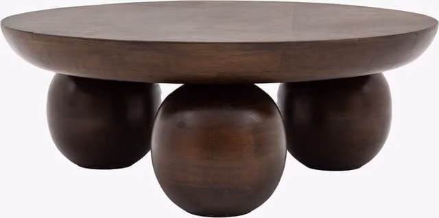 Perch & Parrow Orb Round Mango Wood Coffee Table in Brown