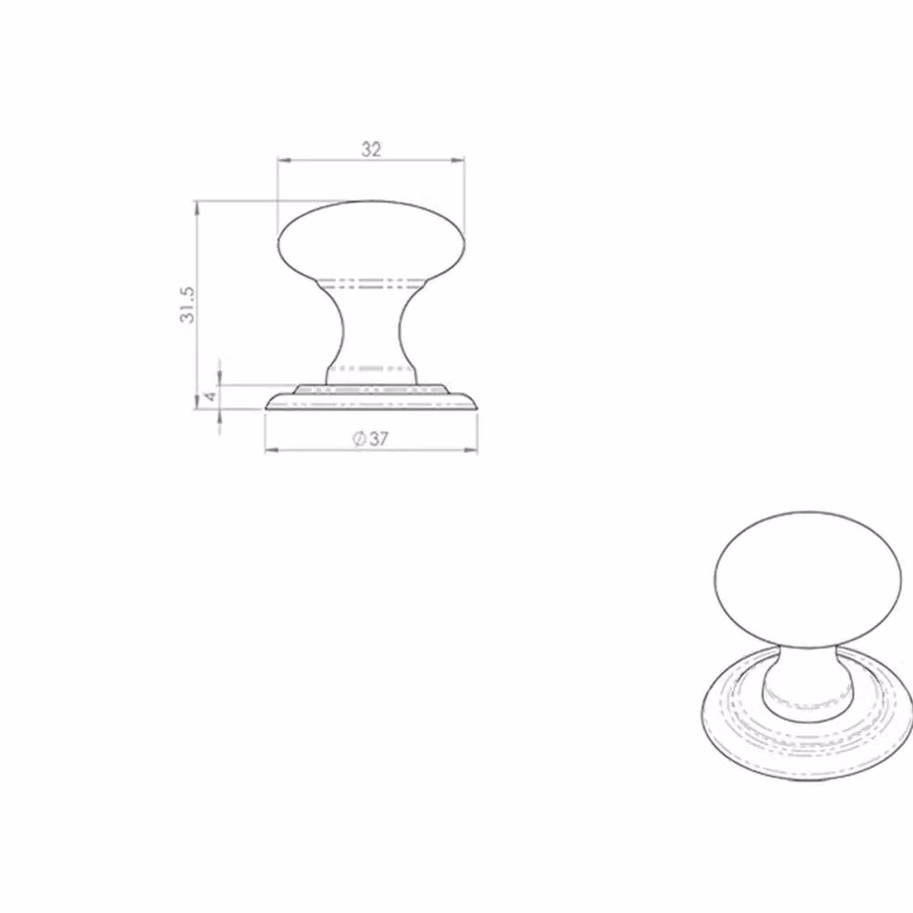 Loops Tiered Mushroom Cupboard Door Knob in Polished Brass, 32mm Diameter – 2