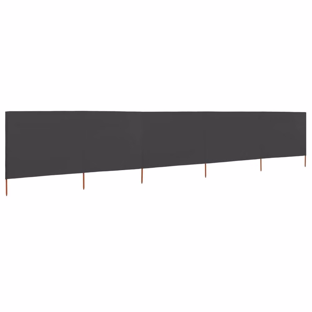 Berkfield Home 5-Panel Freestanding Fabric Wind Screen, Anthracite Black, W: 600 cm, H: 120 cm – 2