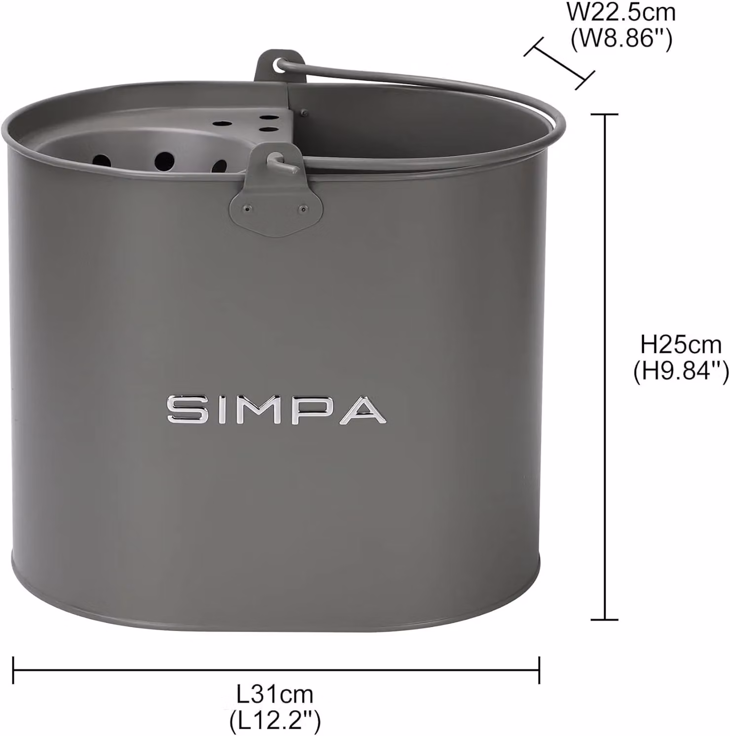 Simpa 14L Metal Mop Bucket with Wringer in Grey Matt Finish – 2