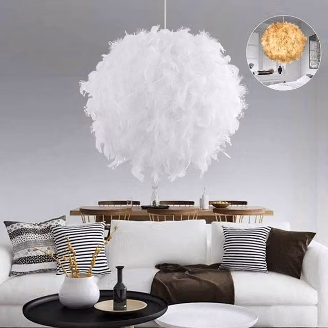 PAWNORA White Feather Light Shade, Diameter: 30 cm – 1