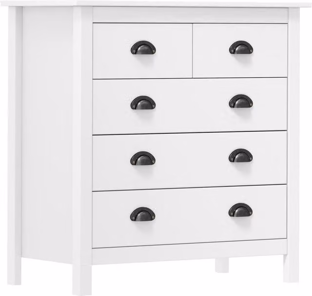 Berkfield Home Hill Sideboard in White Solid Pine Wood, W/D/H: 79 x 40 x 80 cm